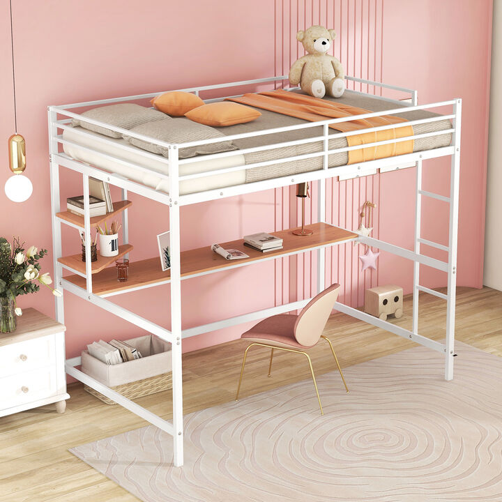 Merax Metal Loft Bed with Desk for Kids Teens Adults