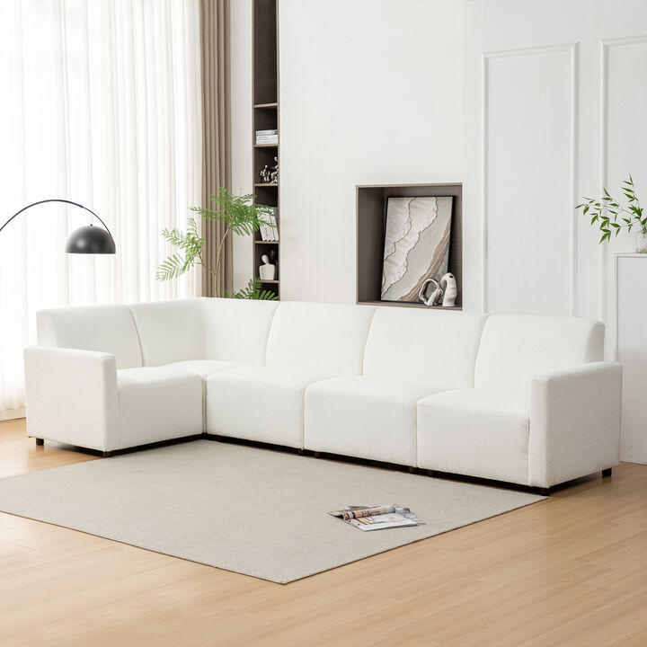 Duvall 5 Piece Modular Sofa - Cream Boucle Performance Fabric