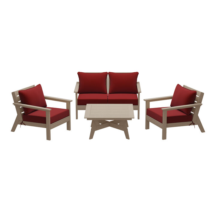 WestinTrends Outdoor 5-Piece Modular Sectional Patio Furniture Sofa Set