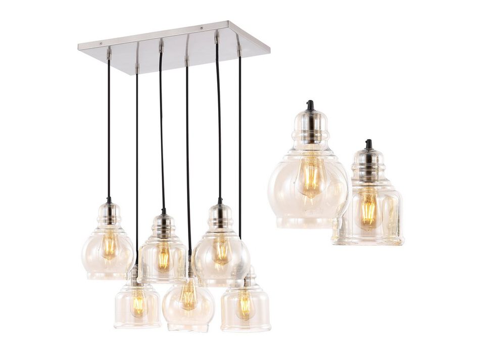 Sydney 6-Light Bohemian Farmhouse Iron/Glass Cluster LED Pendant