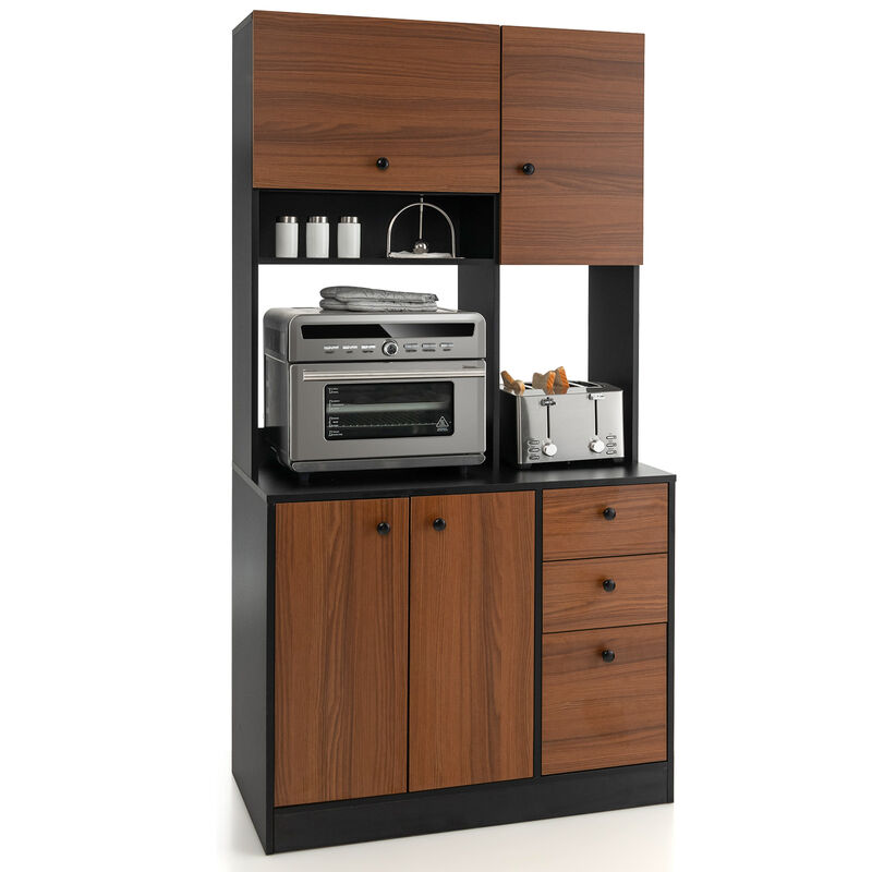 71-Inch Kitchen Pantry Cabinet with 3 Storage Shelves and 3 Spacious Drawers