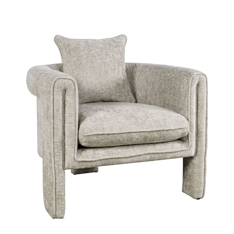 Jofran Adley Modern Upholstered Vintage Accent Armchair with Pillow