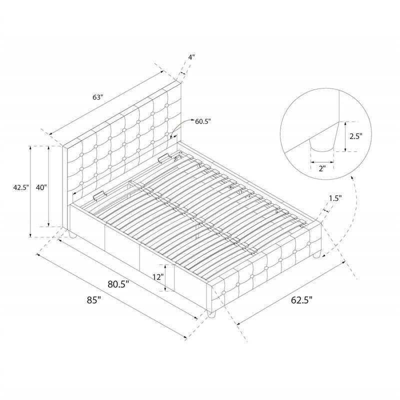 Sydney Upholstered Bed with Storage