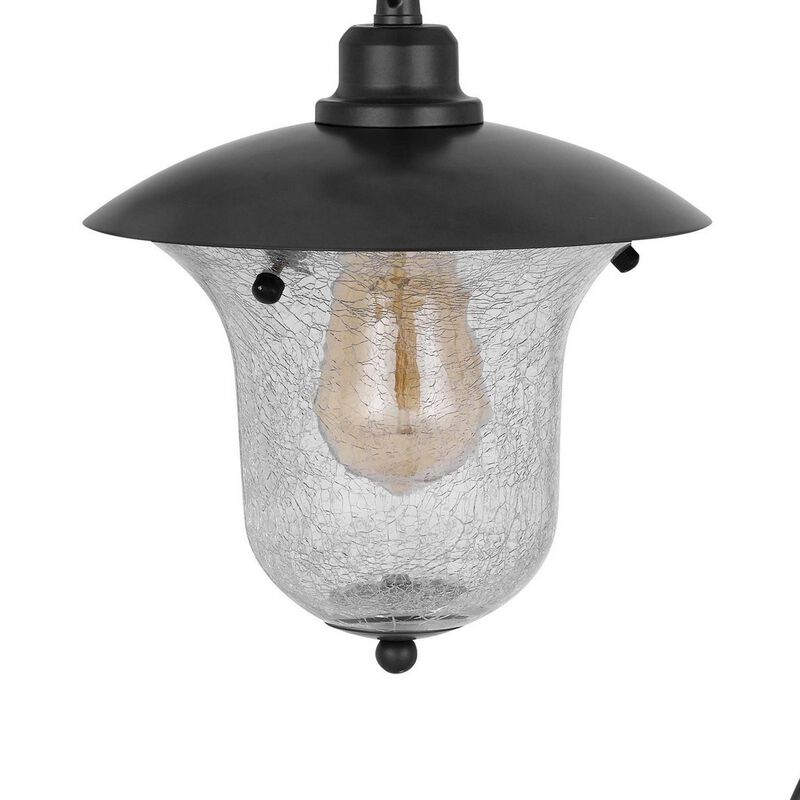 Lem 32 Inch Table Lamp, Classic Lantern, Glass Shade, Bronze Metal Finish - Benzara