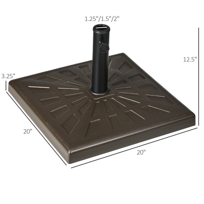 Brown Umbrella Base: 42lbs 20" Square Resin Stand for 1.26", 1.5", 1.9" Poles