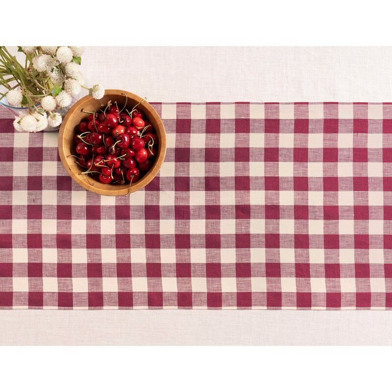 Solino Home 100% Pure Linen Table Runner 14 x 90 Inch | Morgan Check