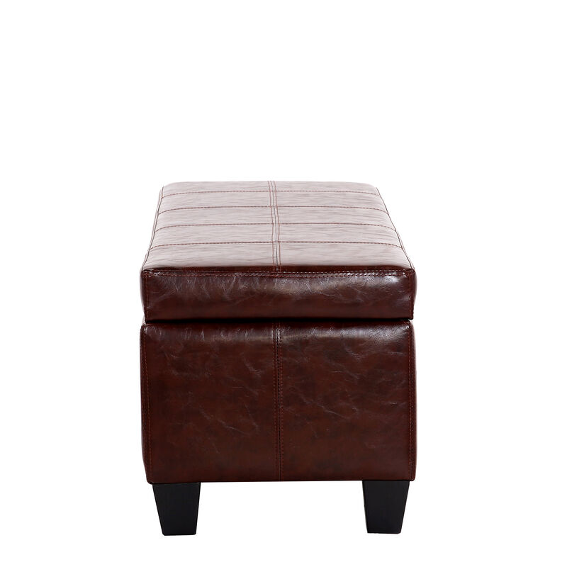WestinTrends 42" Wide Faux Leather Rectangle Ottoman With Storage