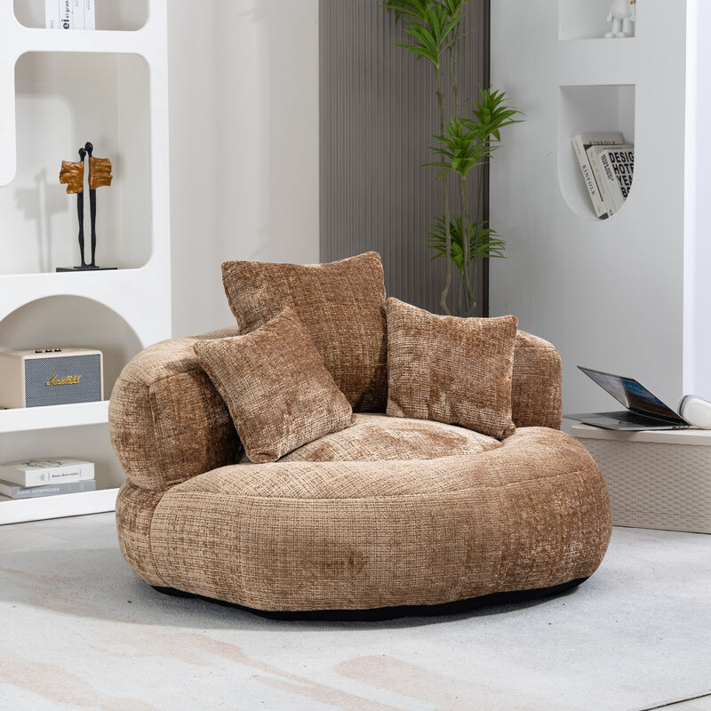 Merax Single Gaming Sofa Bean Bag Chenille Chair Couch with 3 Pillows
