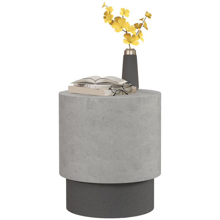 HOMCOM Concrete Finish Accent Table, Round Side Table for Indoor, Outdoor