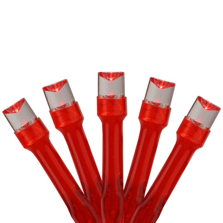 20 Battery Operated Red LED Wide Angle Christmas Lights - 6.25 ft Red Wire