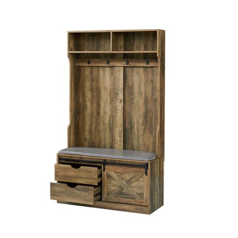 Coat Rack with Storage Shoe Cabinet Entryway Organizer with Hooks & Shelves