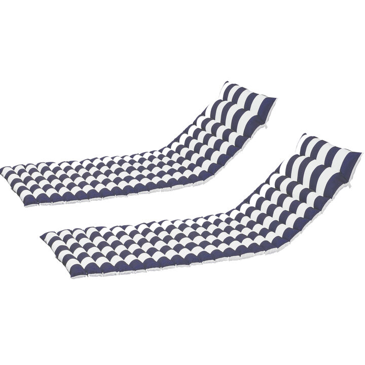 Blue and White Lounge Chair Replacement Cushions Set