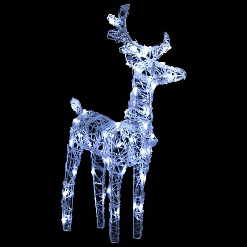 Garden 4pc Reindeer and Sleigh Christmas Decoration, 240 LEDs, White - Benzara