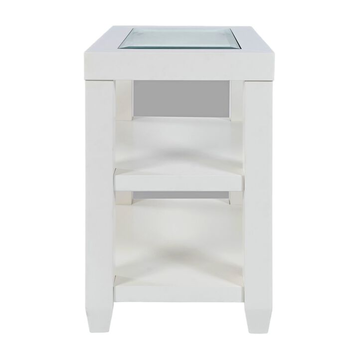 Jofran Urban Icon Contemporary Glass Inlay Chair Side End Table with Storage