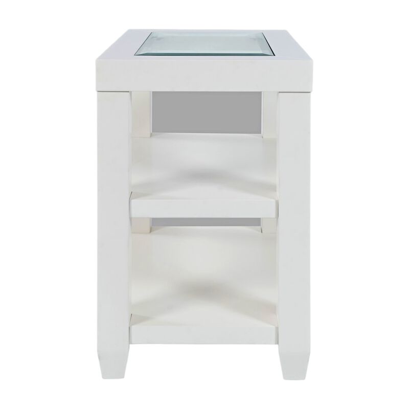 Jofran Urban Icon Contemporary Glass Inlay Chair Side End Table with Storage