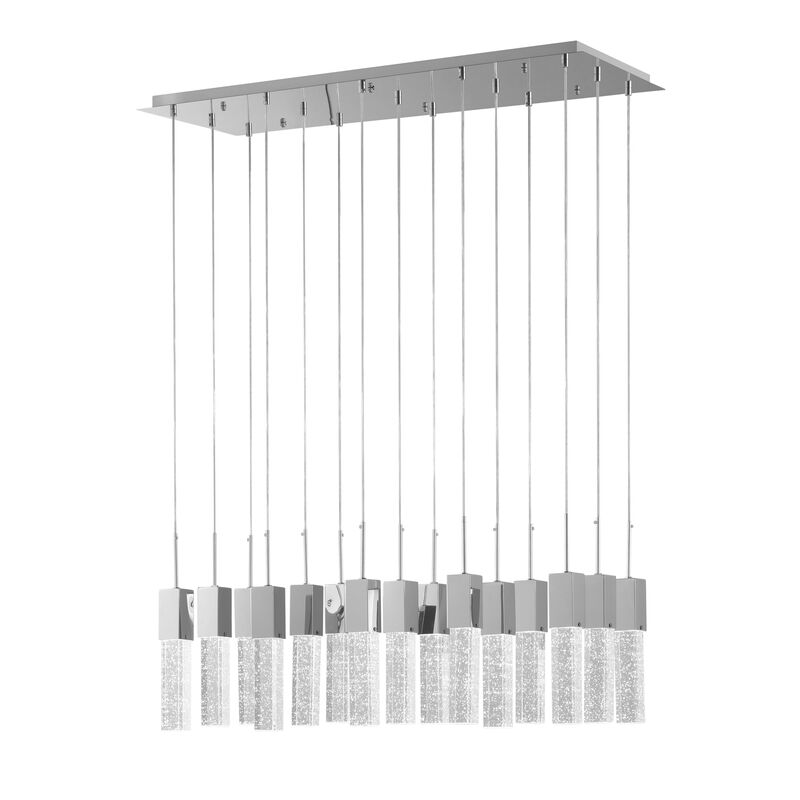 Sparkling Night Chandelier Chrome Metal and Acrylic 15 LED Light Dimmable