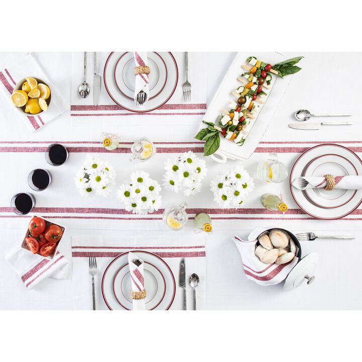 Solino Home 100% Pure Linen Table Runner | French Stripe