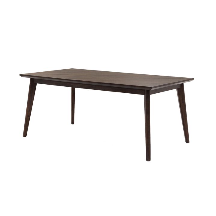 83 Inch Rectangular Mid Century Wooden Dining Table, Brown - Benzara