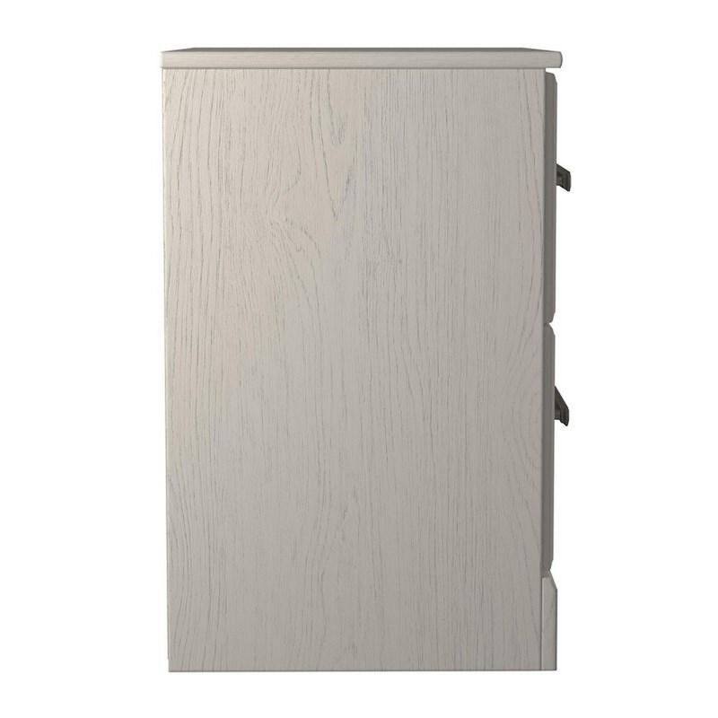 24 Inch Modern Rustic Composite Wood Nightstand, 2 Drawers, Oak White-Benzara