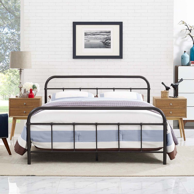 Modway Furniture  36.5 x 84.5 in. Maisie Queen Stainless Steel Bed Frame