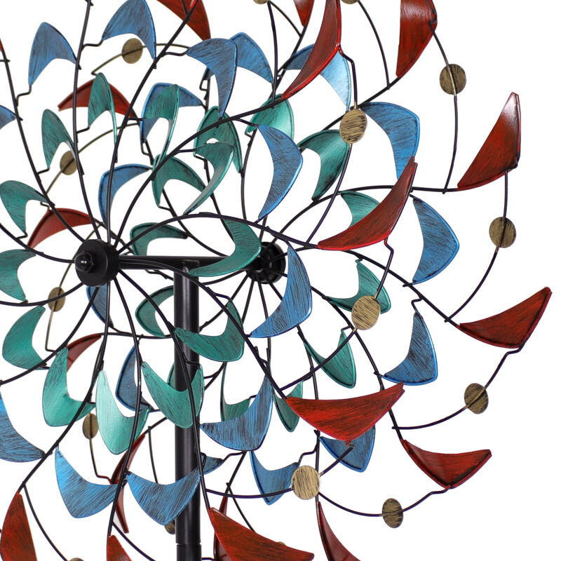 Sunnydaze Rainbow Breezes Powder-Coated Iron Wind Spinner - 84" H