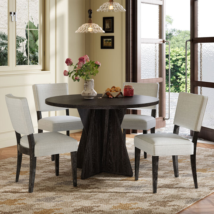 Merax Retro 5-Piece Round Dining Table Chairs Set