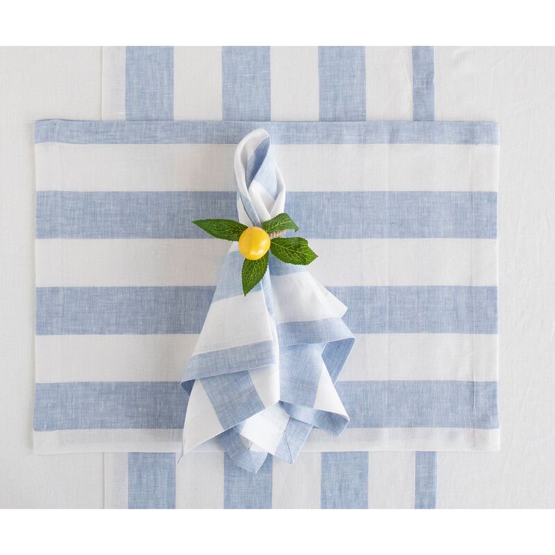 Solino Home 100% Pure Linen Placemats | Cabana Stripe for Spring & Easter