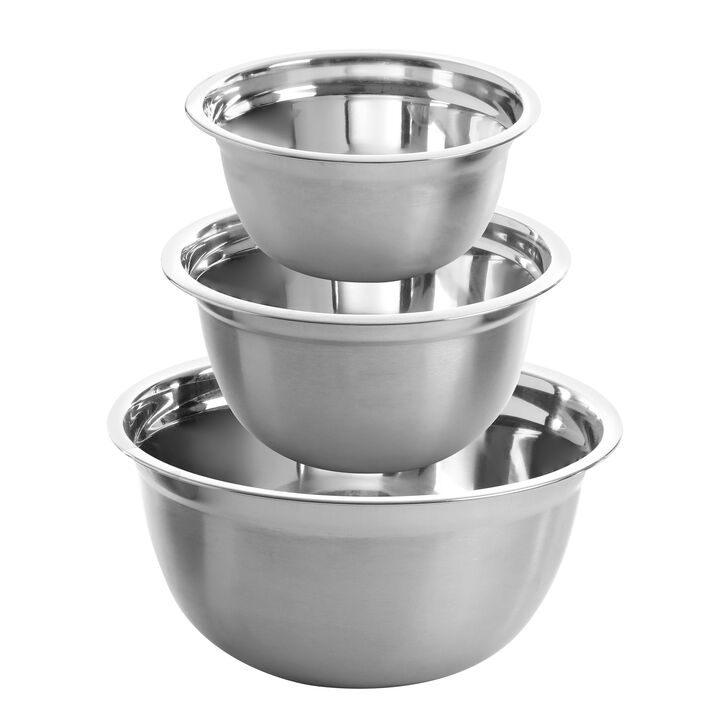 Oster Rosamond 3 Piece Stainless Steel Mixing Bowl Set in Silver