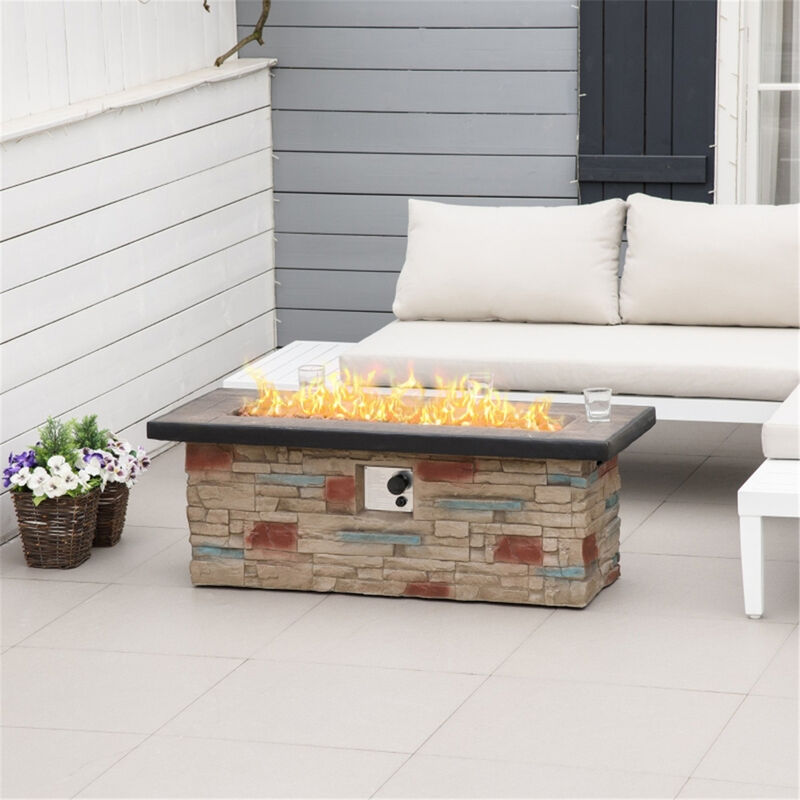 Square Fire Pit Table for Outdoor Heating and Entertaining