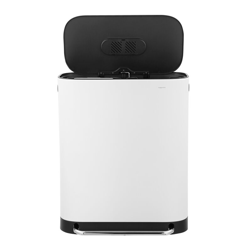 Beni Kitchen Trash/Recycling Double-Bucket Step-Open Trash Can with Liners