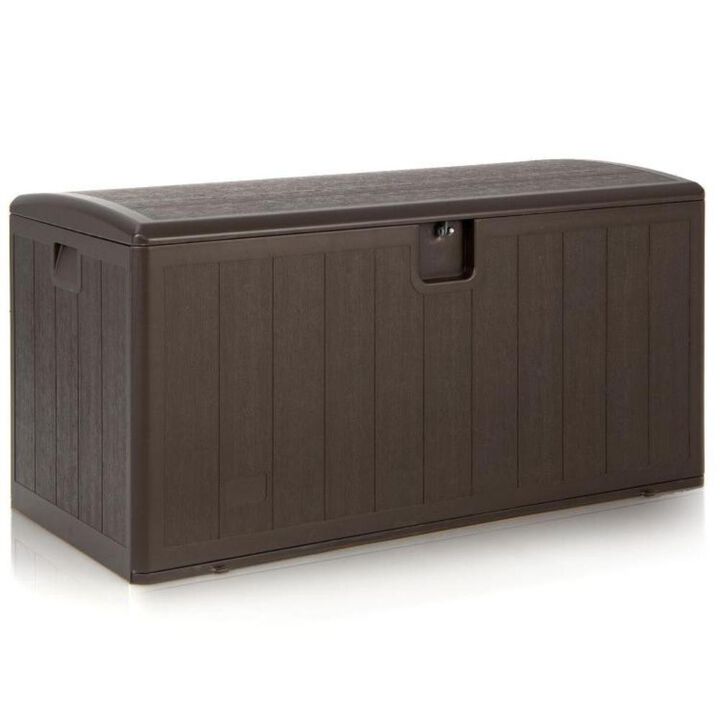 Hivvago 105 Gallon All Weather Large Deck Box Lockable Storage Container