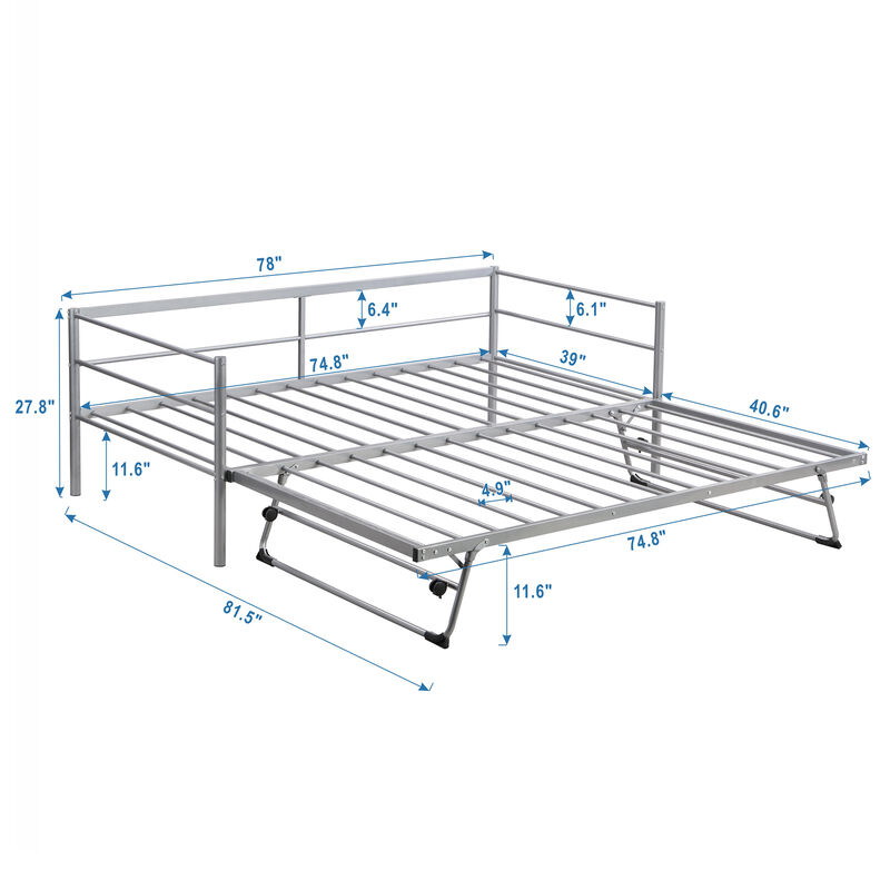 Merax Metal Daybed Bed with Pop Up Trundle