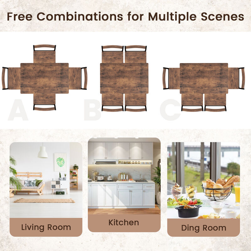5 Piece Dining Table Set Industrial Style Kitchen Table and Chairs