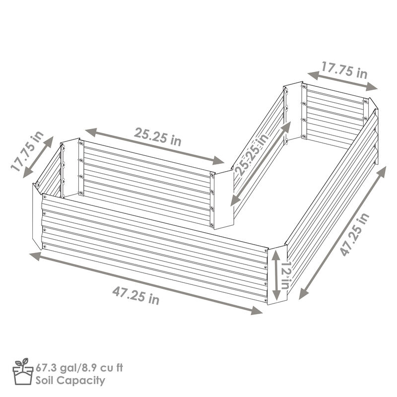 L-Shaped Galvanized Steel Raised Planter Bed