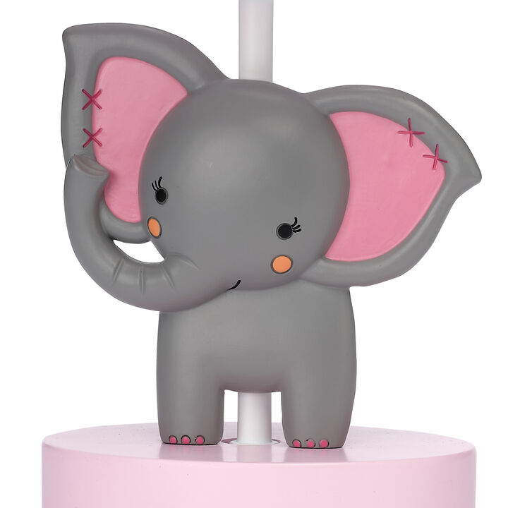 Bedtime Originals Twinkle Toes Lamp with Shade & Bulb - Pink, Gray, Animals