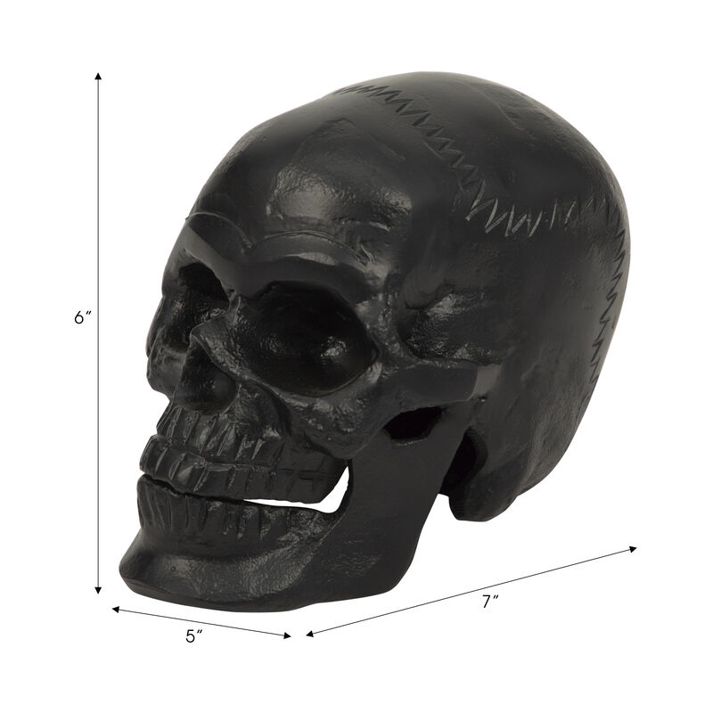 Black 6" Metal Skull Figurine