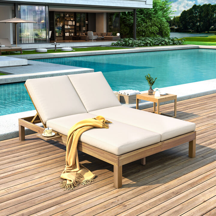 Merax Outdoor Chaise Lounge with 5-Position Adjustable Backrest