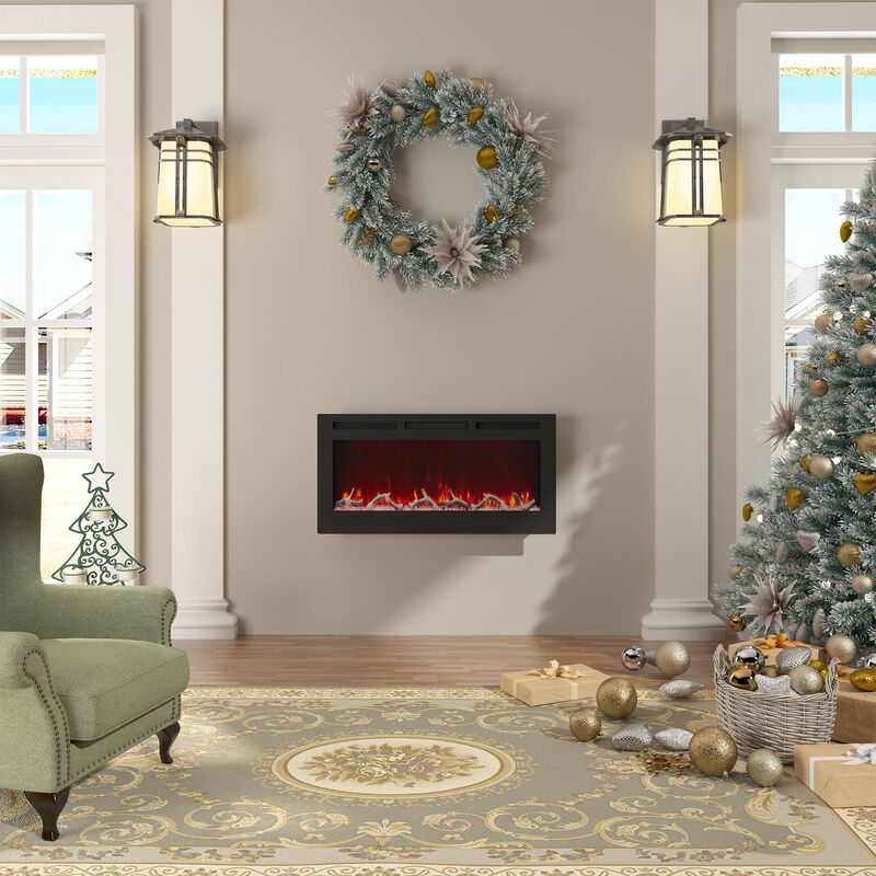 36 Inch 1500W  Versatile Installation Electric Fireplace with Multicolor Flame