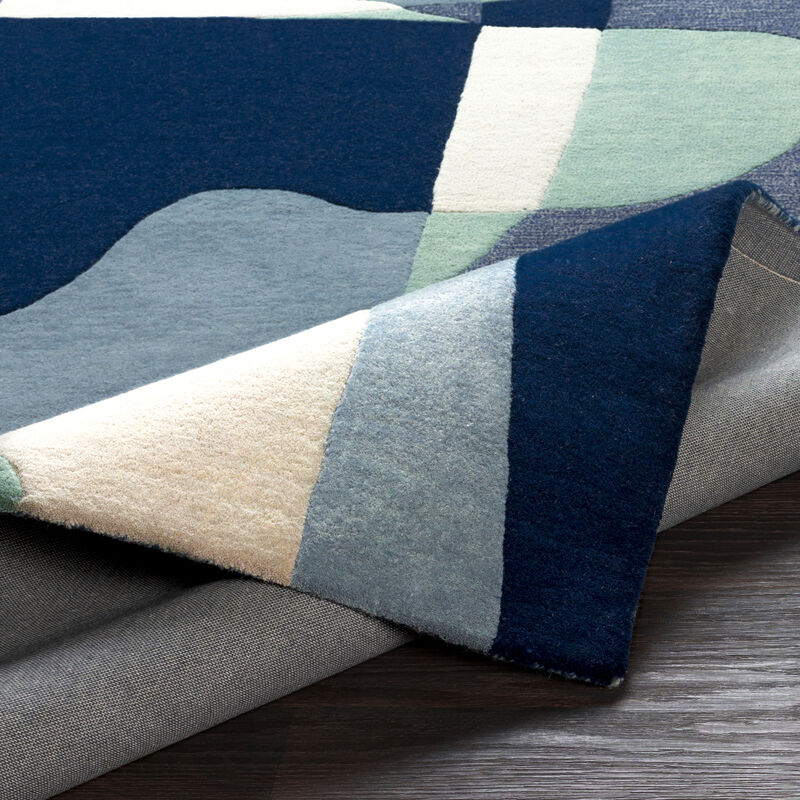 Forum FM-7195 6' x 9' Kidney Blue Rug