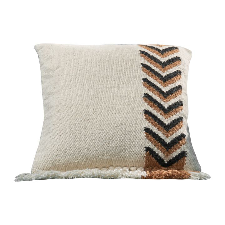 Veria Pillow Cover with Herringbone Design The Urban Port, Multicolor-Benzara