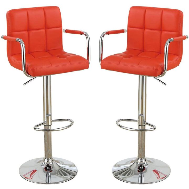 Set of 2 Contemporary Style Faux Leather Barstools