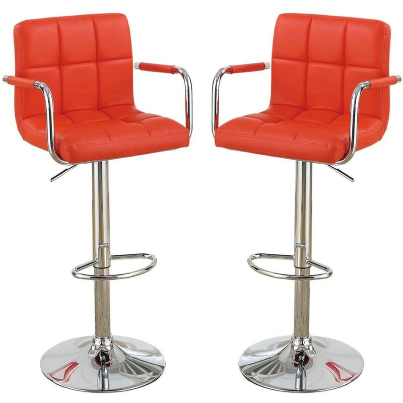 Set of 2 Contemporary Style Faux Leather Barstools