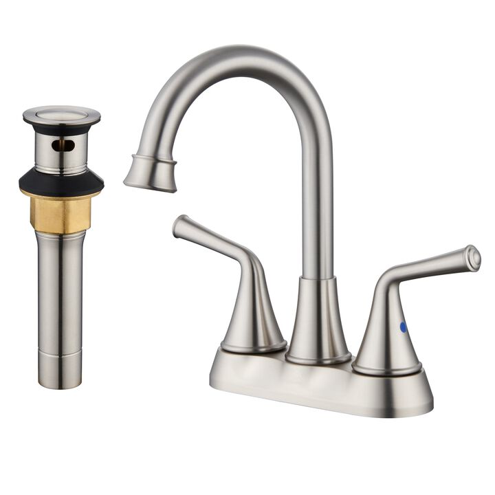 Mondawe Modern 4 Inch 2-Handle Centerset Bathroom Sink Faucet with 360-Degree Swivel Spout