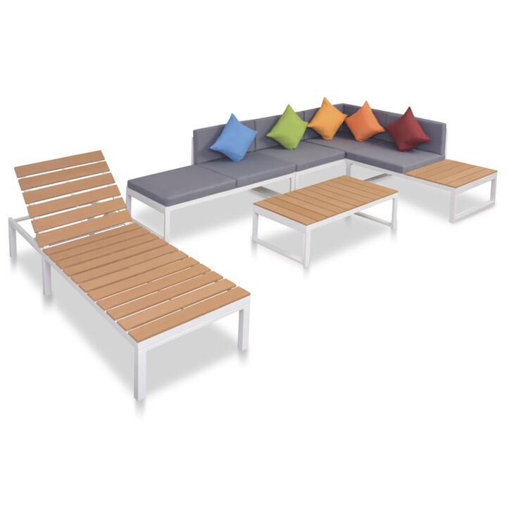 vidaXL 5 Piece Garden Lounge Set with Cushions Aluminium and WPC