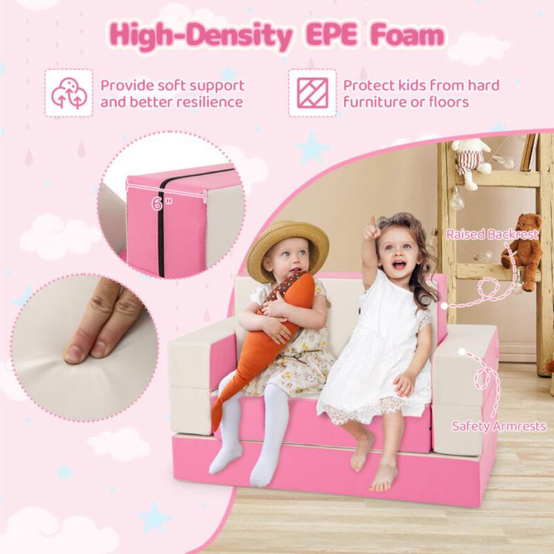 Hivvago 8-Piece 4-in-1 Kids Climb and Crawl Foam Playset-Pink