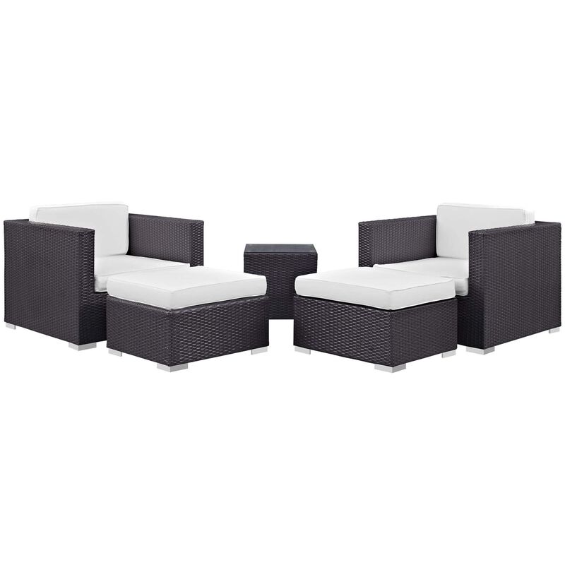 Convene Outdoor Sectional Set - Rattan Weave, Aluminum Frame, All-Weather Cushions, Patio Sofa, Armchair, Ottoman, Side Table