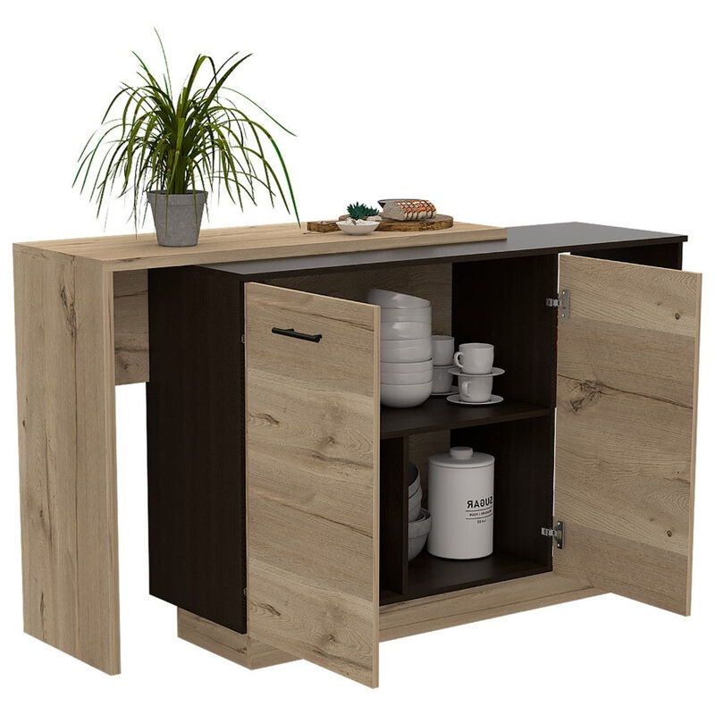 Kitchen Island Ohio, Kitchen, Black / Light Oak