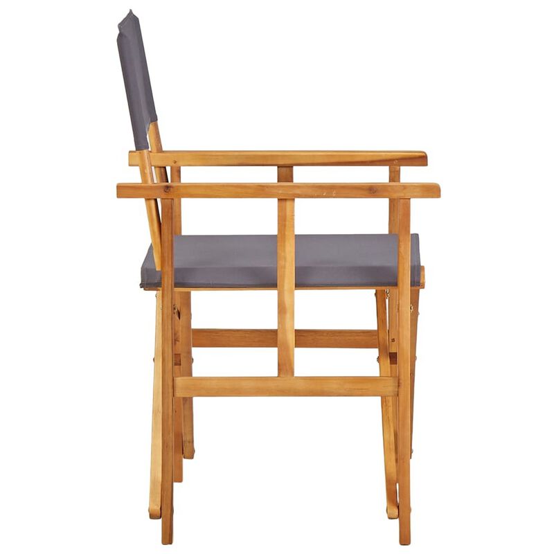 Outdoor Folding Directors Accent Set of 2, Gray, Acacia Wood - Benzara