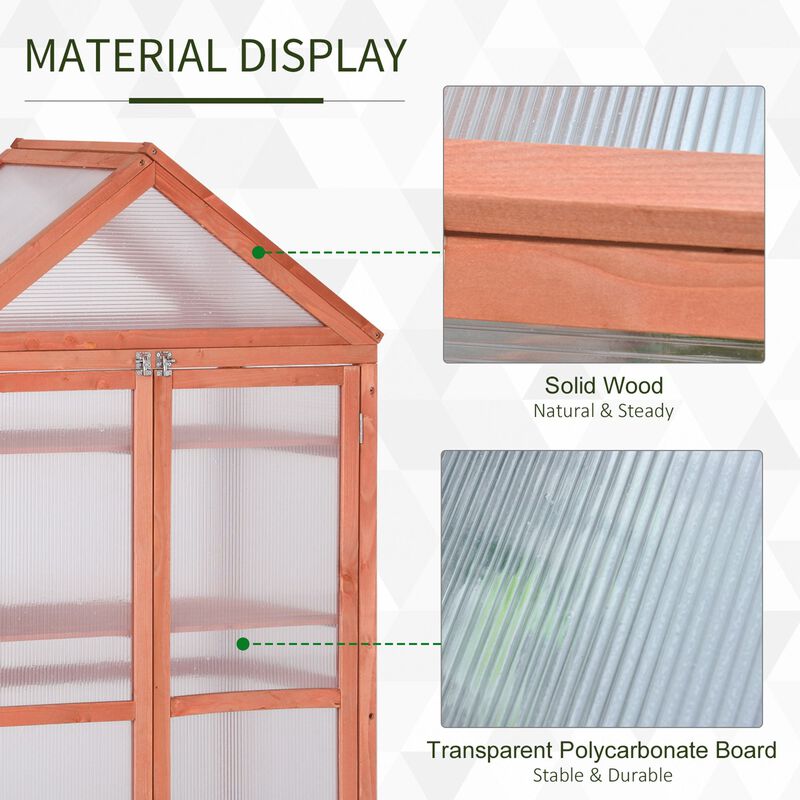 Orange Plant Protector: 32"x19"x54" Wooden Greenhouse with Shelves