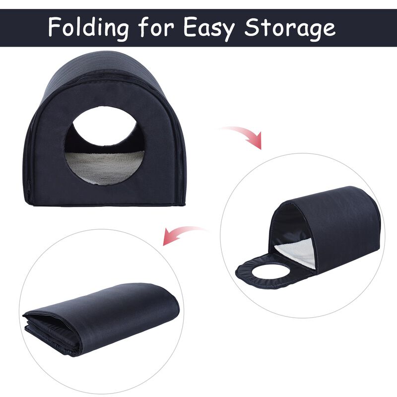 Cozy Cat Shelter: Black Portable Heated Double-Wide Outdoor Cat House